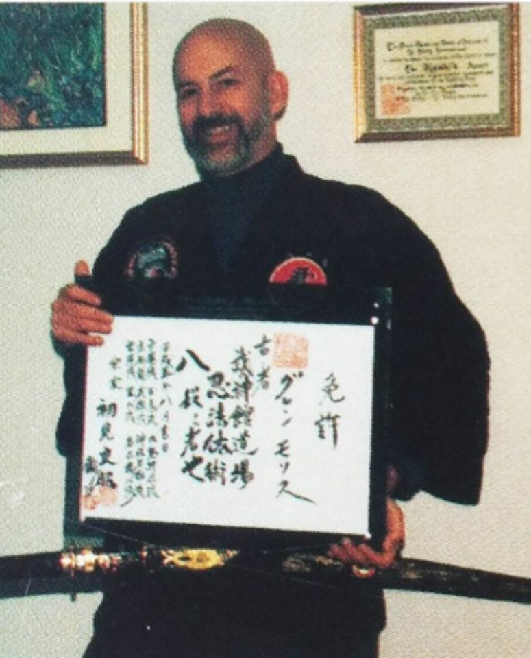 Dr. Glenn Morris with his Bujinkan certificate
